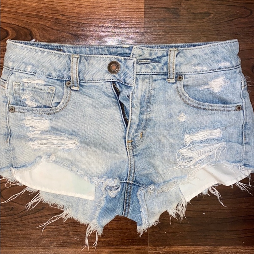 American Eagle Light Wash Ripped Shorts